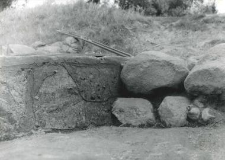 Eastern trench profile with adjoinig stones of the wall footing of the southern wall of the St Paul collegiate church