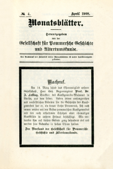 Monatsbl&auml;tter Jhrg. 22, H. 4 (1908)