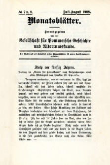 Monatsbl&auml;tter Jhrg. 22, H. 7/8 (1908)