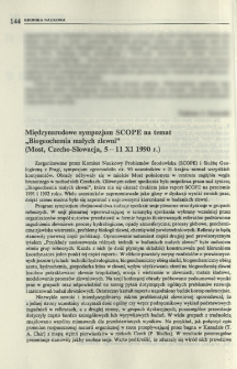 Międzynarodowe sympozjum SCOPE na temat "Biogeochemia małych zlewni" (Most, Czechosłowacja, 5-11 XI 1990 r.)