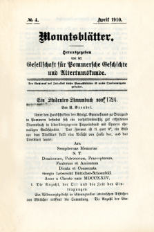 Monatsbl&auml;tter Jhrg. 24, H. 4 (1910)