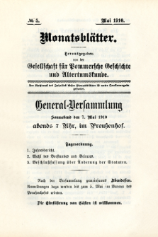 Monatsblätter Jhrg. 24, H. 5 (1910)