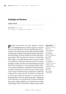Socjologia nie-literatury