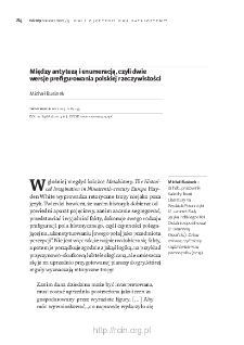 Między antytezą i enumeracją, czyli dwie wersje prefigurowania polskiej rzeczywistości