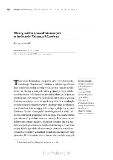 Obrazy, widma i powidoki umarłych w tw&oacute;rczości Tadeusza R&oacute;żewicza