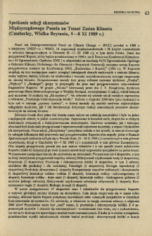 Spotkanie sekcji ekosystem&oacute;w Międzyrządowego Panelu na Temat Zmian Klimatu (Camberley, Wielka Brytania, 5-8 XI 1989 r.)