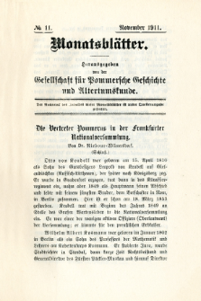 Monatsbl&auml;tter Jhrg. 25, H. 11 (1911)