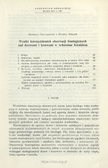 Results of phenological observations in the years 1953 - 1962 on trees and shrubs of foreign origin cultivated in the K&oacute;rnik Arboretum