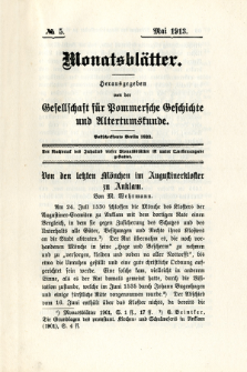 Monatsbl&auml;tter Jhrg. 27, H. 5 (1913)