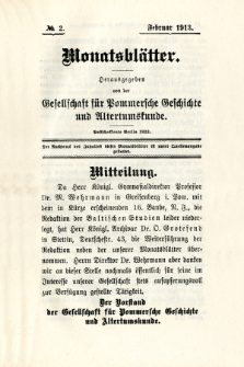 Monatsblätter Jhrg. 27, H. 2 (1913)