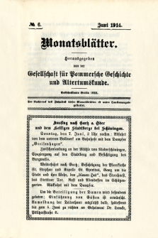 Monatsbl&auml;tter Jhrg. 28, H. 6 (1914)