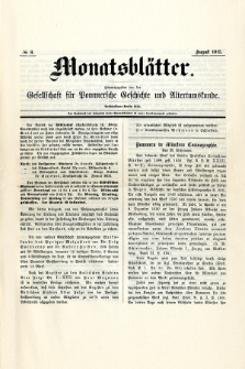 Monatsbl&auml;tter Jhrg. 29, H. 8 (1915)