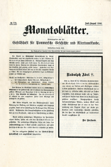 Monatsbl&auml;tter Jhrg. 30, H. 7/8 (1916)