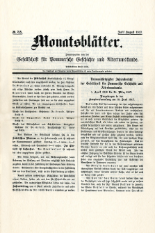 Monatsbl&auml;tter Jhrg. 31, H. 7/8 (1917)