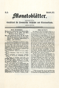 Monatsbl&auml;tter Jhrg. 31, H. 11 (1917)