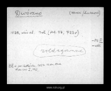 Dw&oacute;rzno. Files of Tarczyn disitrict in the Middle Ages. Files of Historico-Geographical Dictionary of Masovia in the Middle Ages
