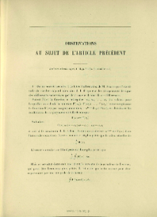 Observations au sujet de l'article précédent (Bull. astron., t. 18, 1901, p. 406-420)