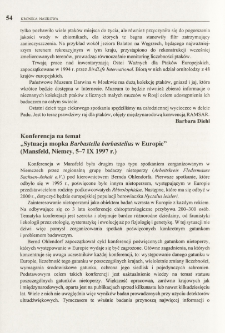 Konferencja na temat "Sytuacja mopka Barbastella barbastellus w Europie" (Mansfeld, Niemcy, 5-7 IX 1997 r.)
