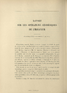 Rapport sur les opérations géodésiques de l'Équateur ( Assoc. géod. intern., t. 14, p. 113-127 )