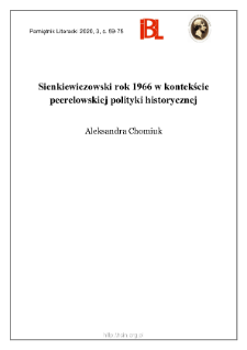 Sienkiewiczowski rok 1966 w kontekście peerelowskiej polityki historycznej