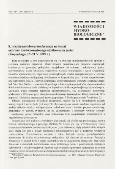 8. międzynarodowa konferencja na temat ochrony i zr&oacute;wnoważonego użytkowania jezior (Kopenhaga, 17-21 V 1999 r.)