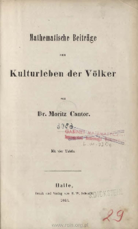 Mathematische Beitr&auml;ge zum Kulturleben der V&ouml;lker