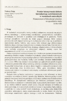 Pomiar intensywności doboru kierunkowego cech ilościowych w warunkach naturalnych
