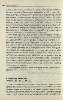 V Sympozjum Drobiarskie (Wrocław, 20-22 IX 1984 r.)