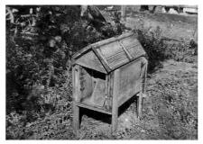 A wooden beehive