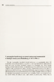 3. europejska konferencja na temat zastosowań w biologii i medycynie (Heidelberg, 6-10 X 1996 r.)