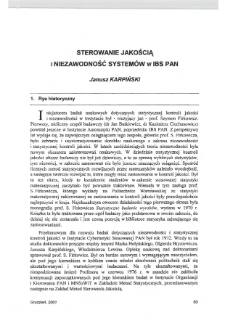 Badania systemowe : xxv-lecie Instytutu Badań Systemowych PAN * Sterowanie jakością i niezawodność system&oacute;w w IBS PAN
