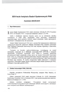 Badania systemowe : xxv-lecie Instytutu Badań Systemowych PAN* Xxv-iecie Instytutu Badań Systemowych PAN