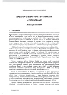 Badania systemowe : xxv-lecie Instytutu Badań Systemowych PAN* Badania operacyjne i systemowe a zarządzanie