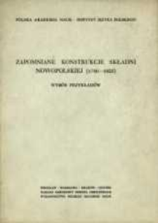 Zapomniane konstrukcje składni nowopolskiej (1780-1822) : wybór przykładów