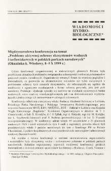 Międzynarodowa konfernjcja na temat "Problemy aktywnej ochrony ekosystemów wodnych i torfowiskowych w polskich parkach narodowych" (Okuninka k. Włodawy, 8-9 X 1999 r.)
