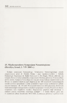 25. Międzynarodowe Sympozjum Nematologiczne (Herzliya, Izrael, 2-7 IV 2000 r.)