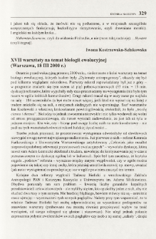 XVII warsztaty na temat biologii ewolucyjnej (Warszawa, 18 III 2000 r.)