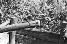 end of a pole for manualy drawing water from a well