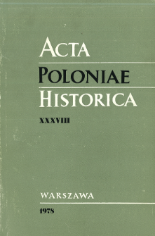 Acta Poloniae Historica. T. 38 (1978), Strony tytułowe, Spis treści