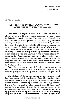 The Inflow of Foreign Capital into Poland after the Coup-d’État of May 1926
