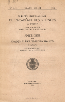 Anzeiger der Akademie der Wissenschaften in Krakau, Philologische Klasse, Historisch-Philosophische Klasse. No. 1-7 Janvier-Juillet (1915)