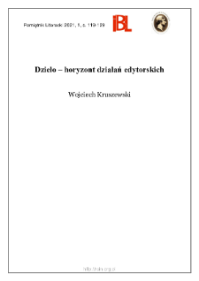 Dzieło – horyzont działań edytorskich