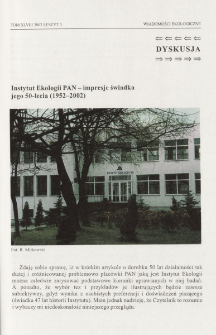 Instytut Ekologii PAN - impresje świadka jego 50-lecia (1952-2002)