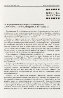 IV Międzynarodowy Kongres Nematologiczny (Las Galletas, Teneryfa, Hiszpania, 8-13 VI 2002 r.)
