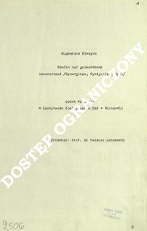 Studia nad galas&oacute;wkami komornicami /Synerginae, Cynipoidea, Hym.