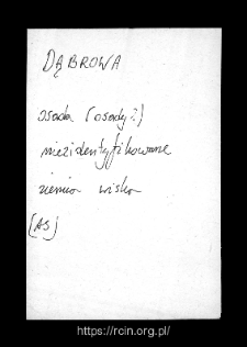 Dąbrowa. Files of Wizna district in the Middle Ages. Files of Historico-Geographical Dictionary of Masovia in the Middle Ages