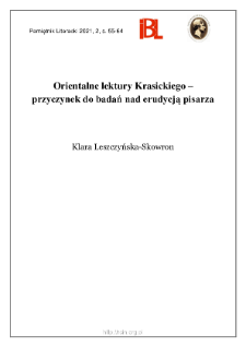 Orientalne lektury Krasickiego &ndash; przyczynek do badań nad erudycją pisarza