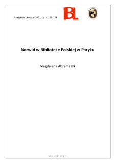 Norwid w Bibliotece Polskiej w Paryżu