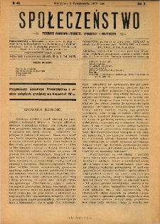 Społeczeństwo : tygodnik naukowo-literacki, społeczny i polityczny 1909 N.40