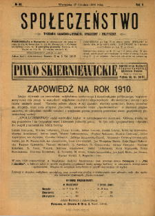 Społeczeństwo : tygodnik naukowo-literacki, społeczny i polityczny 1909 N.49